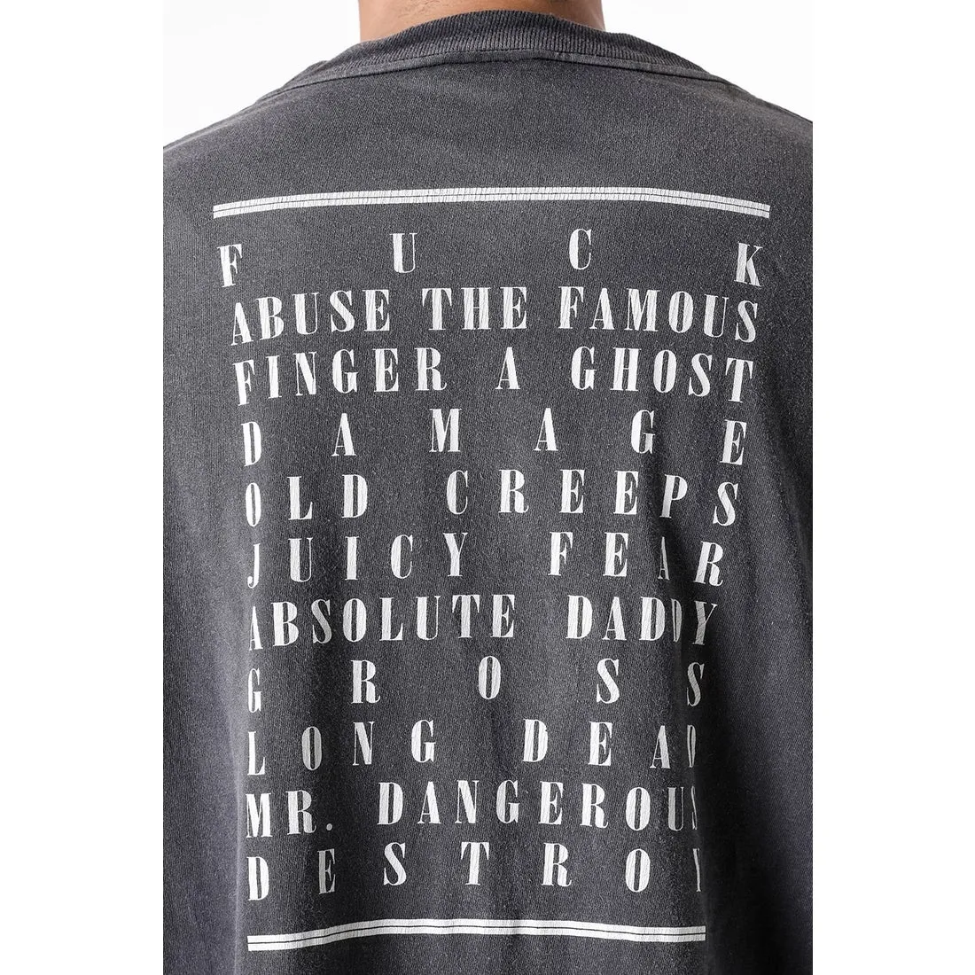 SAINT Mxxxxxx LS TEE/TEMPEST/BLK 'TEMPEST SAINT' Storm Religious Saints Cracked Retro Vulcanized Heavy Wash Long Sleeves Washed Black S-XL Assute Dyeing Multi-bit Horse Fading Craftsmanship Grinding and Hanging Holes Full of Old Feeling Top Printing Craftsmanship Purchasing Level